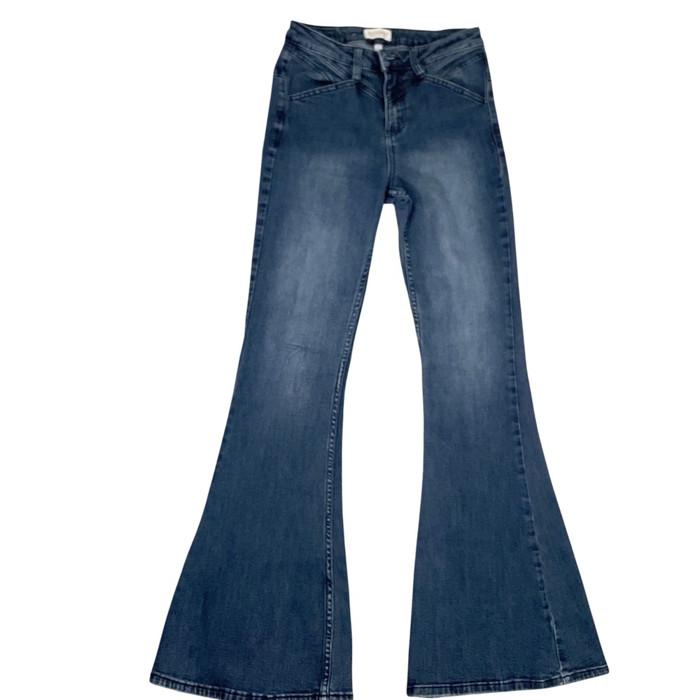 Shyanne Jeans Womens 27 Dark Blue Flare‎ High Rise Western Bell Bottom Cowgirl